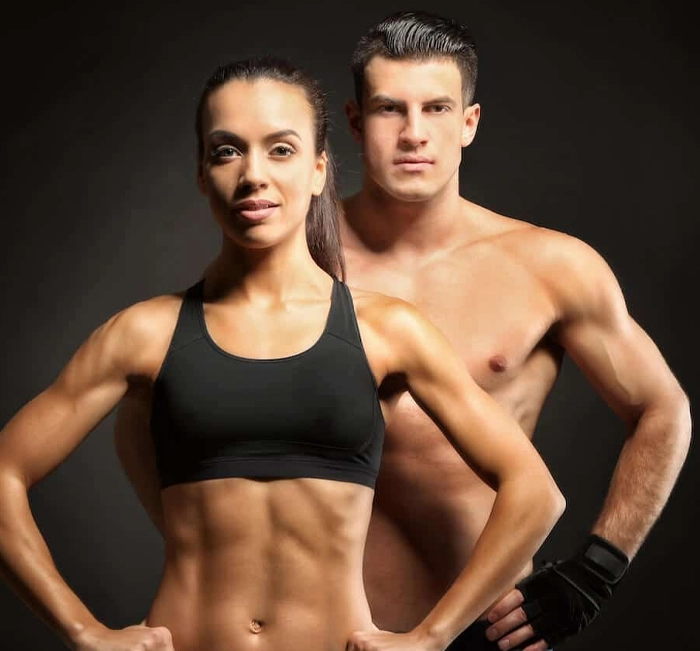 Adults practicing strength-focused activity