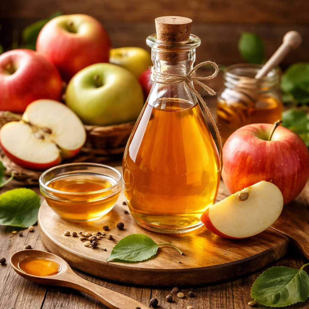 Apple cider vinegar and fresh apples