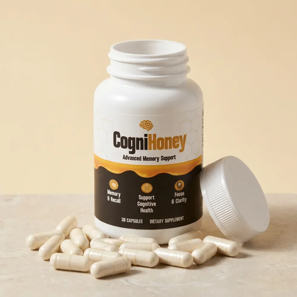 CogniHoney bottle opened with capsules visible